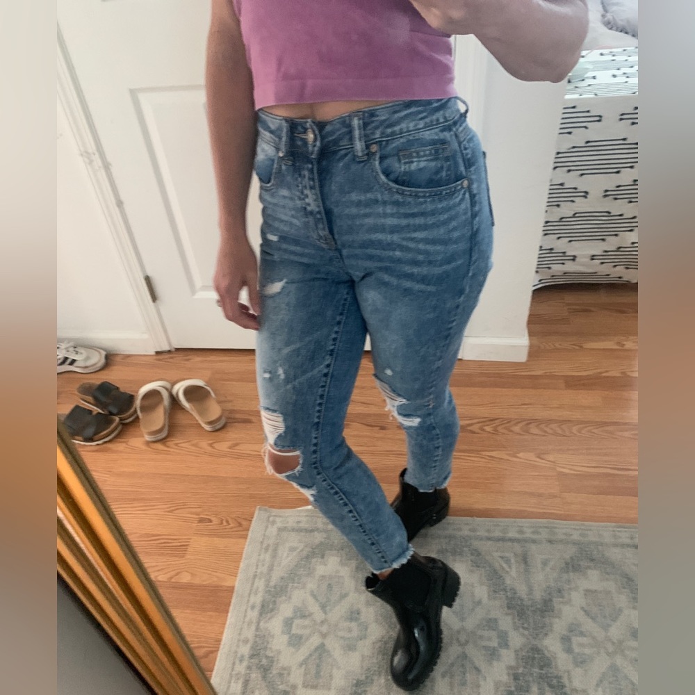 5/$20 💥 Cropped ReWash stone wash jeans distressed, fitted 0 / 24 high waist